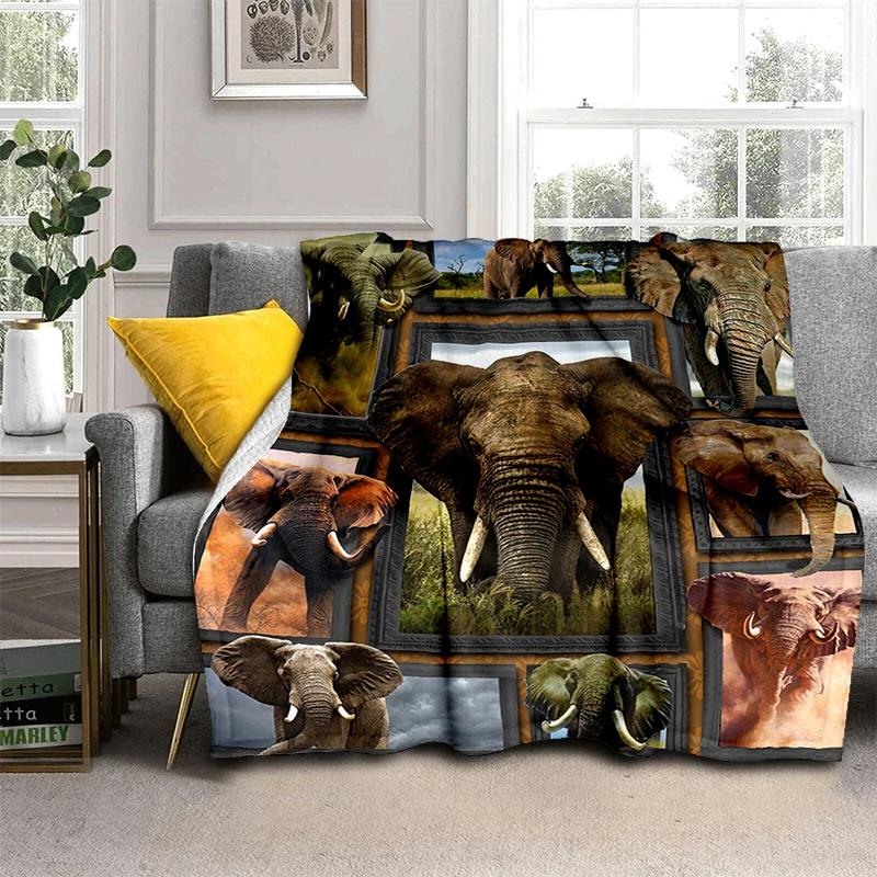 Animal Blanket Elephant Wolf Cow Highland Cattle Dog Flannel Blanket Super Soft Fleece Throw Blanket for Bedroom Couch Sofa Gift