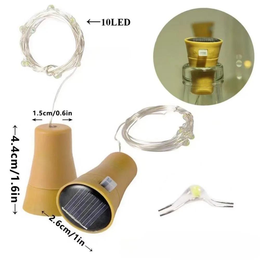 Wholesale Solar Wine Bottle Stopper String Lights Courtyard Mini Fairy Lights Copper Wire Button Battery Lights Christmas Decorative Copper Wire Lamps