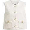 Ss25 Heritage C Single-Breasted Round Neck Pocket Sleeveless Vest Women Tops Cream-White CAT42-CRM