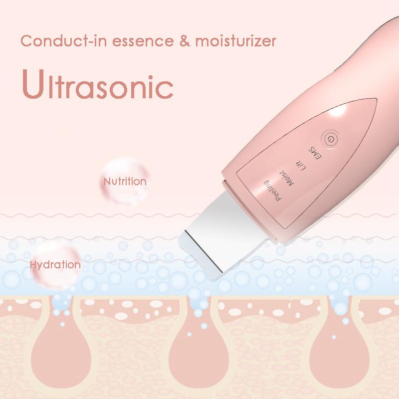 Waterproof Ion Ultrasound Facial Spatula Face Peeling EMS Ultrasonic Skin Scrubber Ultrasonic Face Beauty Device