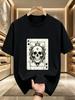 Unisexs Khaki Tee Retro Gothic Spade King Skull Sword Crown Card Graphic Crew Neck Short Sleeve Punk Loose Male Street Daily Top