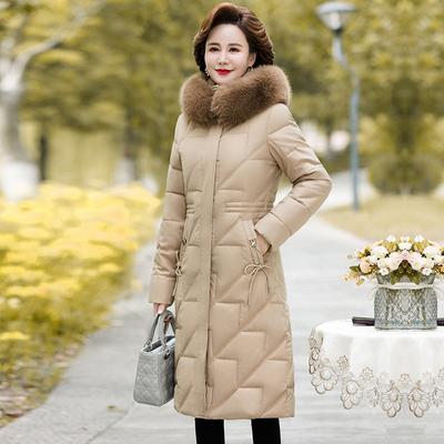 2023 Middle-aged and Women's Jacket Long Knee Length Down Jacket Thickened Oversized Jacket
