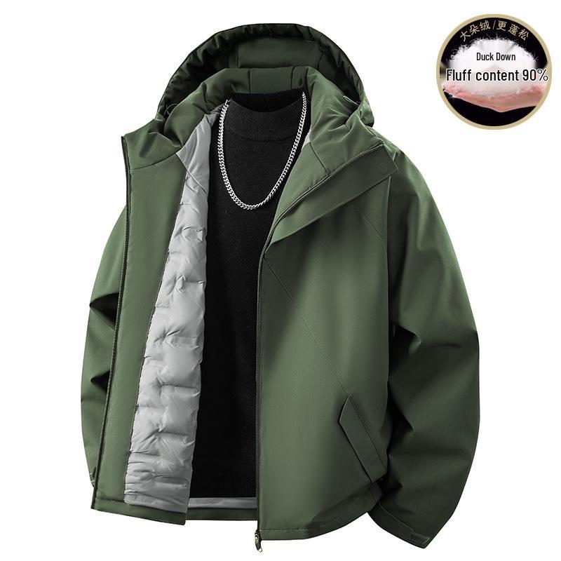 Premium 90% Down Shiny Hooded Men's Ski & Mountaineering Jacket