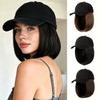 Perruques Chapeau Perruque Cheveux Courts Lisses Bob avec Casquette de Baseball pour Femmes Perruques Cheveux Synthétiques Résistantes à la Chaleur avec Chapeau Réglable