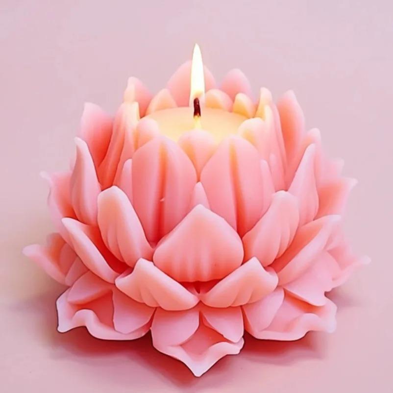 3D Lotus Silicone Candle Molds DIY Rose Flower Soap Plaster Resin Casting Mold Handmade Chocolate Fudge Cake Baking Tools