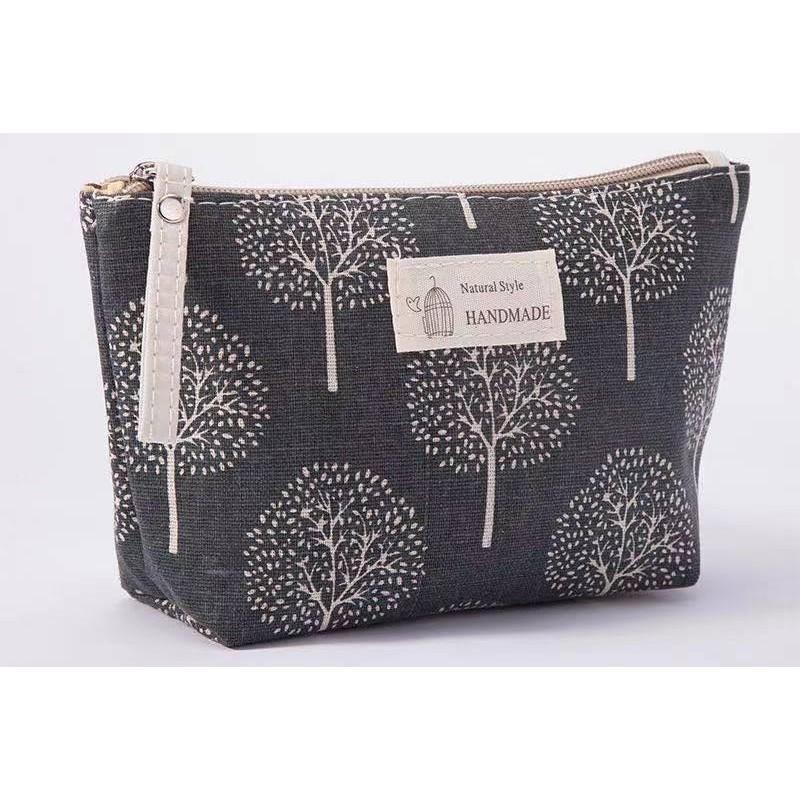 Large Capacity Canvas Wash Bag Fabric Zipper Coin Purse Convenient Travel Storage Bag