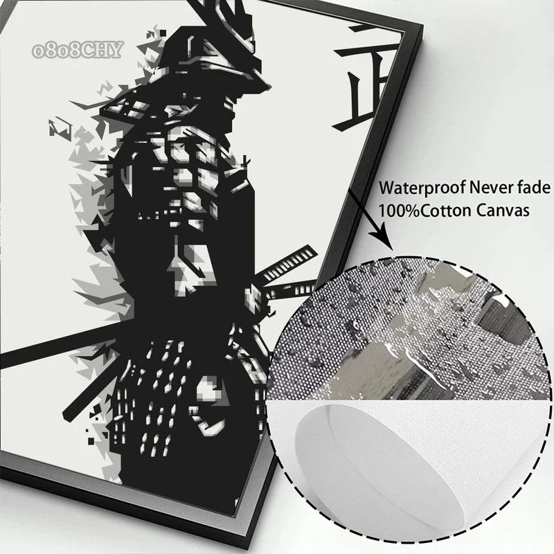 Japanese Bushido Samurai Kenshi Poster Prints Canvas Painting Abstract Portrait Wall Art Picture for Home Living Room Wall Decor