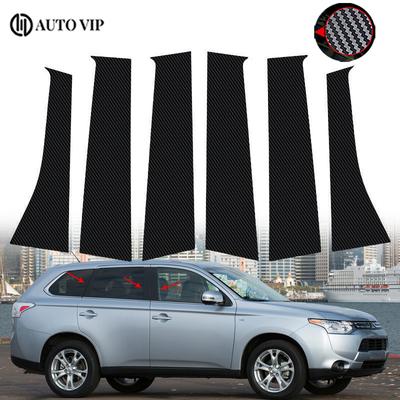 Door Window Pillar Posts Trim Covers Sticker for Mitsubishi Outlander Carbon Fibre 2013- Car Accessories