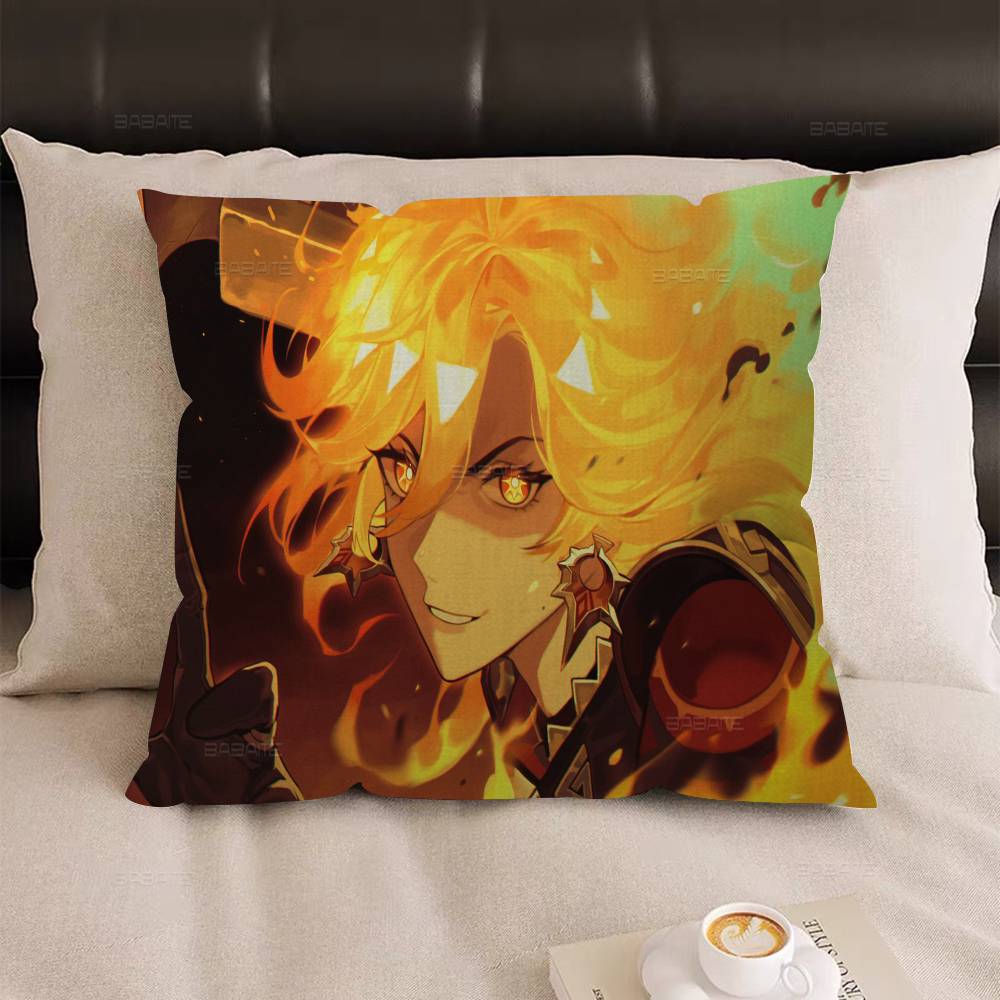 Genshin Impact Mavuika Pillow Anime Pillow Sofa Bed Head Pillow Cover Cushion Cover 45x45 cm Fashion