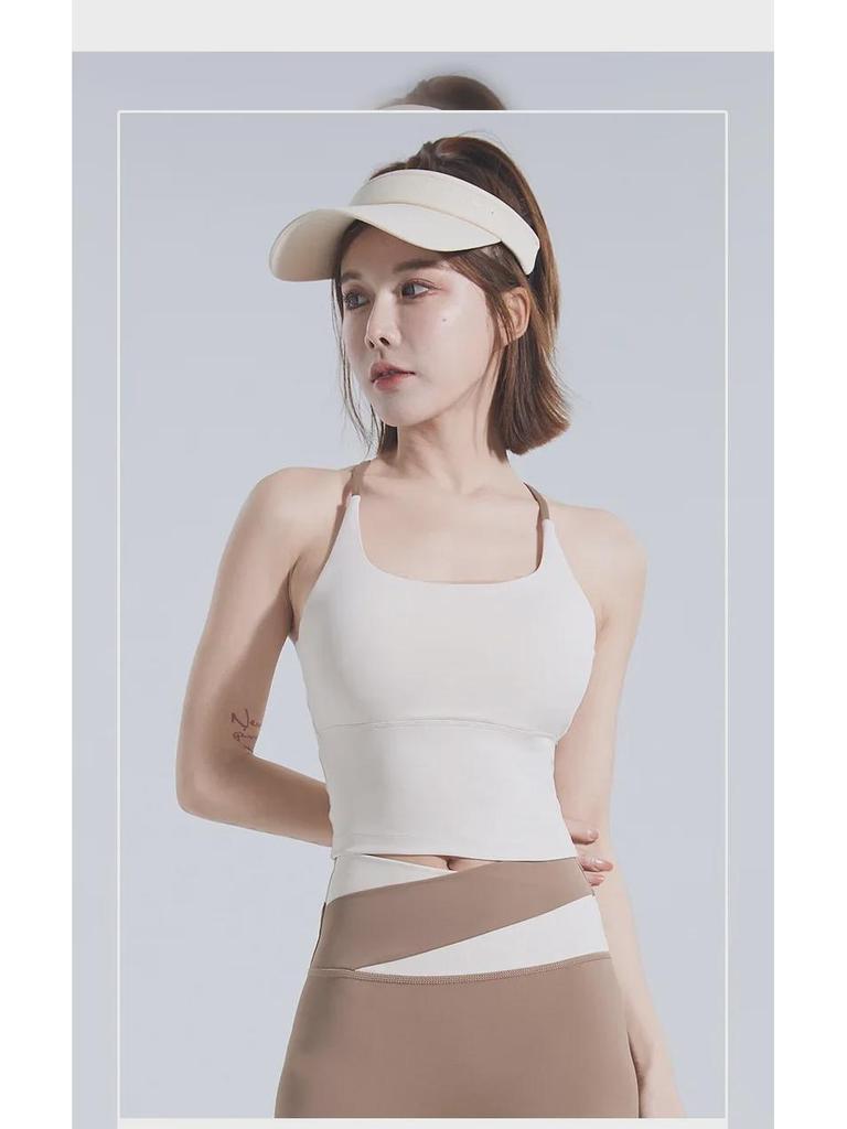 Women's Thin Strap Sports Bra with Chest Pad - Yoga and Fitness Vest Top