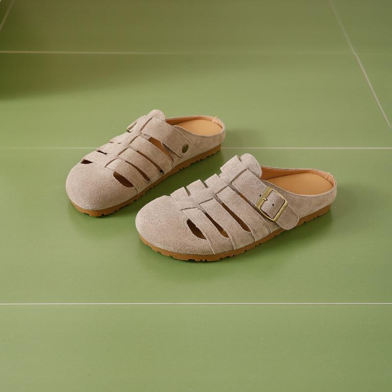 

2025 Летняя обувь Женские сандалии на плоской подошве Мягкие тапочки из натуральной кожи Нескользящие брендовые женские сандалии Желтые 38 бежевый