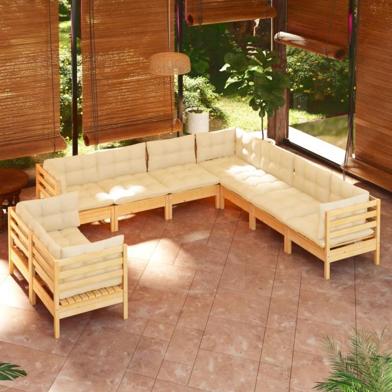 Day and Night - Day and Night Garden Furniture 9 Pieces and Cushions Solid Cream Pine Wood