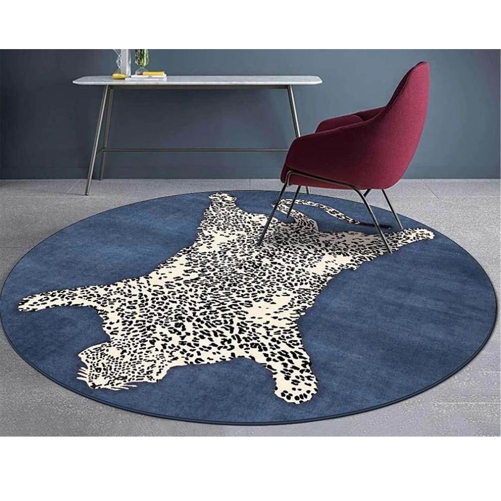

Зеленый Круглый Ковер для Гостиной Большой Площади Леопардовый Узор Ковер для Спальни Простой Модный Креативное Украшение Коврики для Кофейного Столика Tapis Diameter 80cm