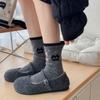 Warm Wool Socks for Women, Mid-calf Socks for Autumn and Winter, Thickened and Fleece, Cute Cat Cartoon Winter Long Socks