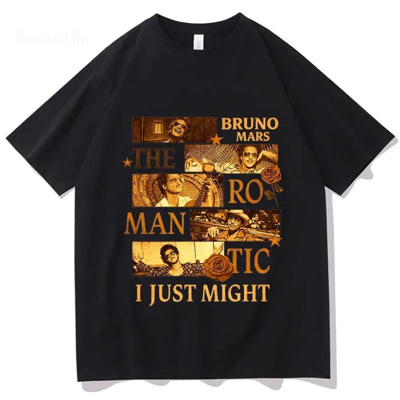 

Bruno Mars Romantic Tour 2026 T-Shirt Pop Soul Concert Tee Retro Music Fan Merch Tour Gift Comfortable High Quality T-Shirt S чёрный