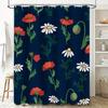 Summer Floral Shower Curtain Navy Blue Flower Print Bath Decorations Waterproof Washable Home Decoration