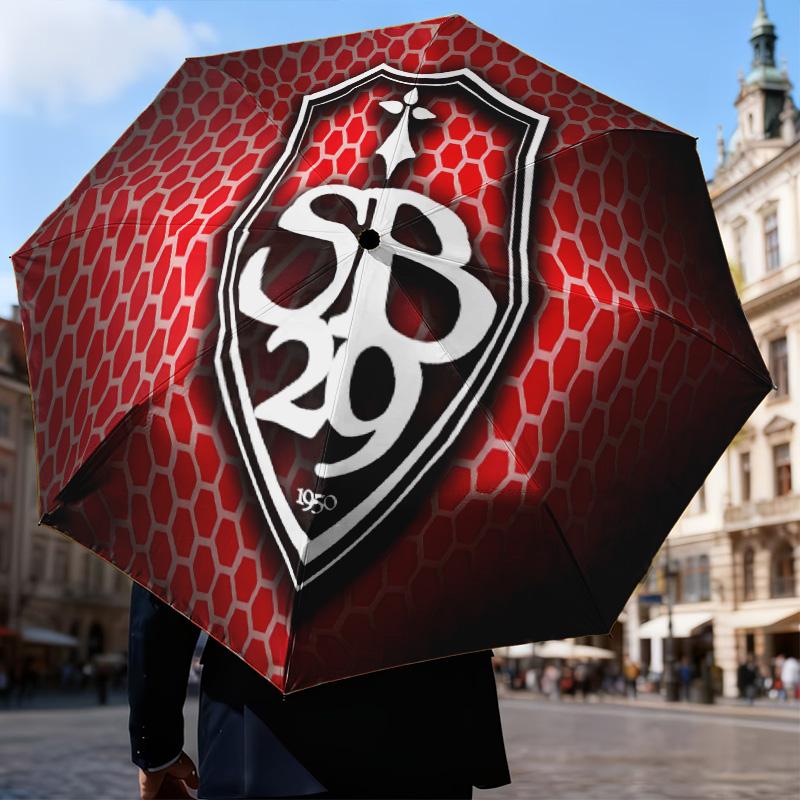 Sb29 Badge Emblem Automatic Folding Umbrella - 8-Rib Travel Umbrella with Auto Open/Close & Portable Gifts for holidays or birthdays