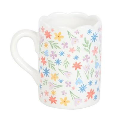 Spring Floral Scalloped Mug