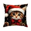 Christmas Kitten Pillowcase Bedroom Sofa Cushion Cover 100% Polyester Living Room Cushion Pillowcase Soft Home Decor 45X45Cm