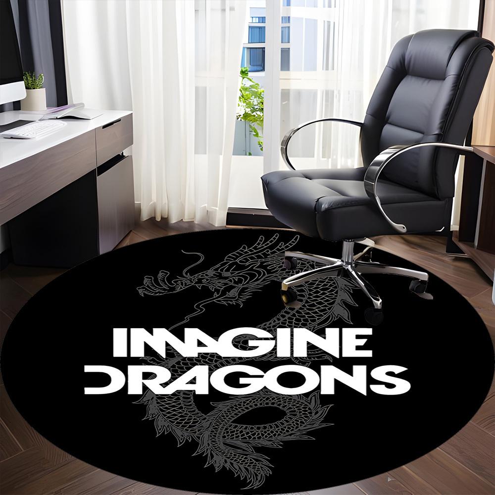 1PC Imagine Dragons Office Round Rug - Perfect for Office or Study Decor, Non-Slip Backing, Decorative Floor Mat Yy250916058