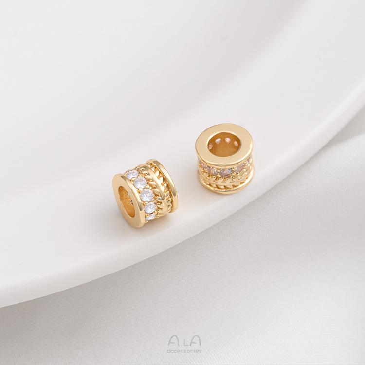 14K Gold-Plated Zircon Spacer Beads for DIY Jewelry