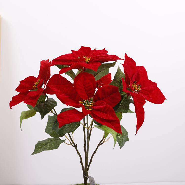Velvet Poinsettia Christmas Wedding Bouquet - Artificial Flower Decoration.