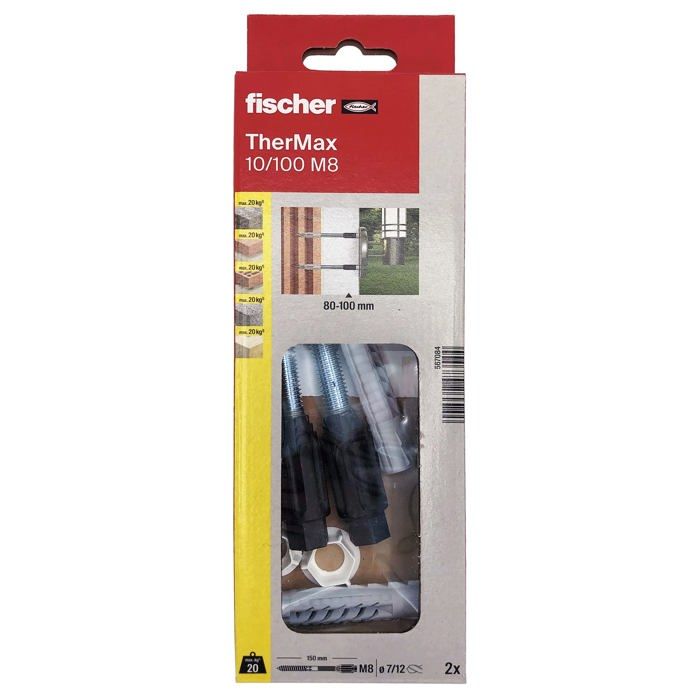 Cheville - fischer - 567084 - isolation thermique - charge max 20 kg - lot de 2