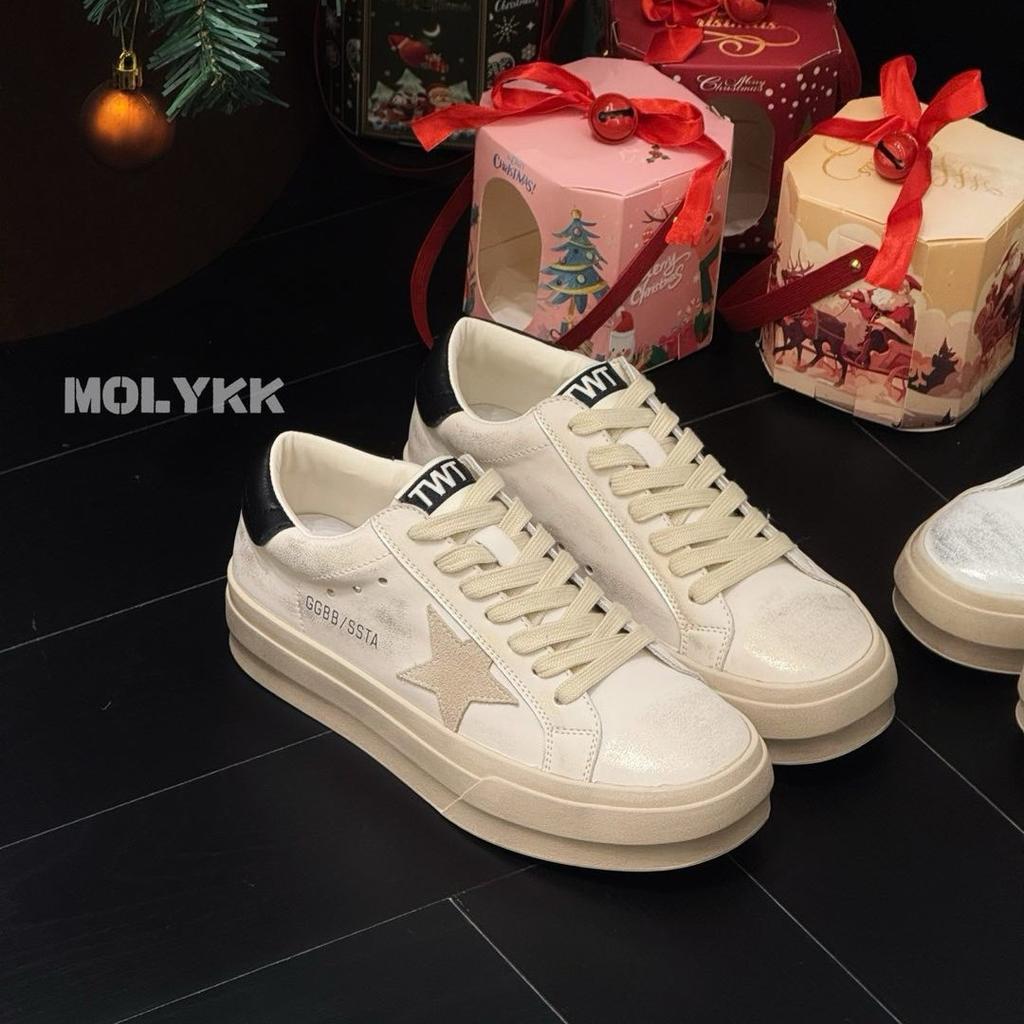 Farbe Polieren Lässige Sport Retro Plateau Weiße Schuhe Sterne Altsilber Kleine Schmutzige Schuhe Board Schuhe Damen