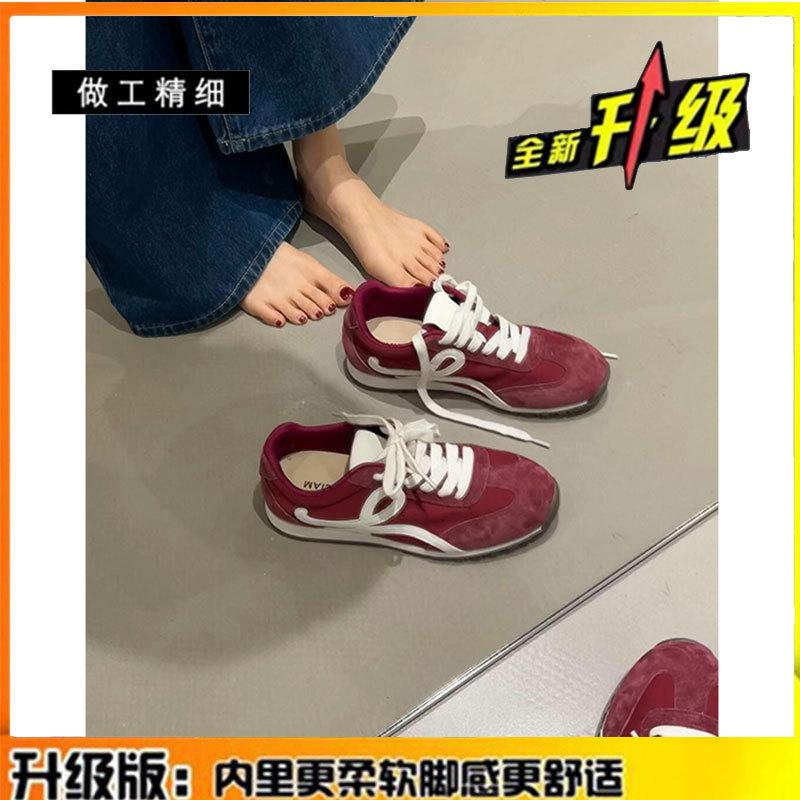Cowhide version~ blue platform German training shoes women's retro leather versatile sports and leisure shoes soft-soled Forrest Gump shoes wo