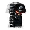 Camiseta masculina com estampa 3D Predator Graphic, moda hip-hop, roupas de rua, verão, ar livre, respirável, manga curta, gola redonda
