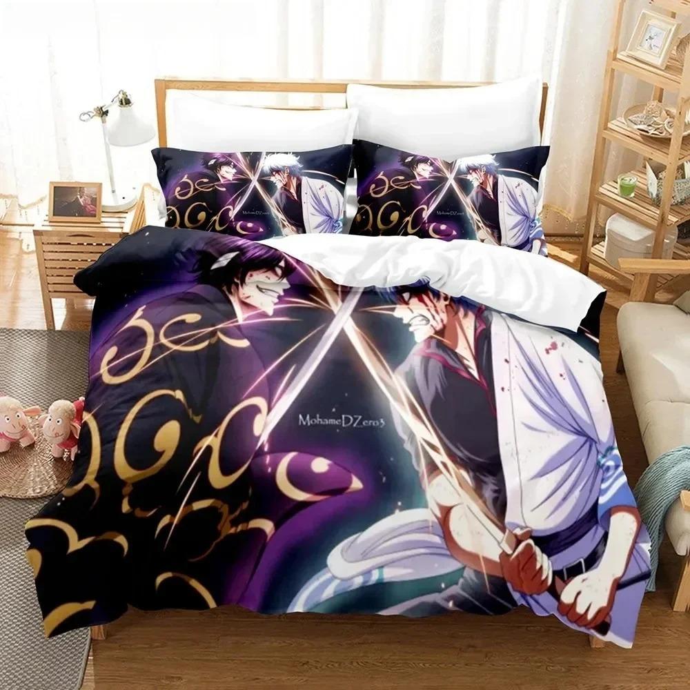 NEW 3D Anime Gintama Bedding Set Quilt Cover Pillowcases Single Double Full Queen King Kids Teens 3D Sakata Gintoki Duvet Cover
