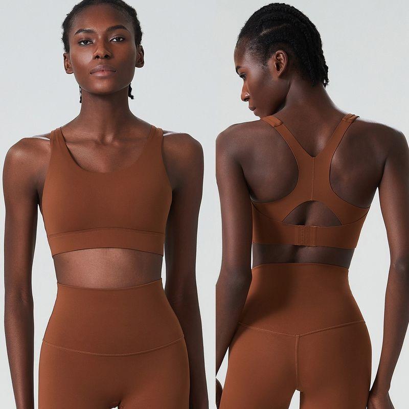 

Fashion High Strength Bubble Wrap Support Sports Bra Women s One-Piece Fixed Cup Workout Underwear Adjustable Breasted M Curly Brown (small, choose one size larger)