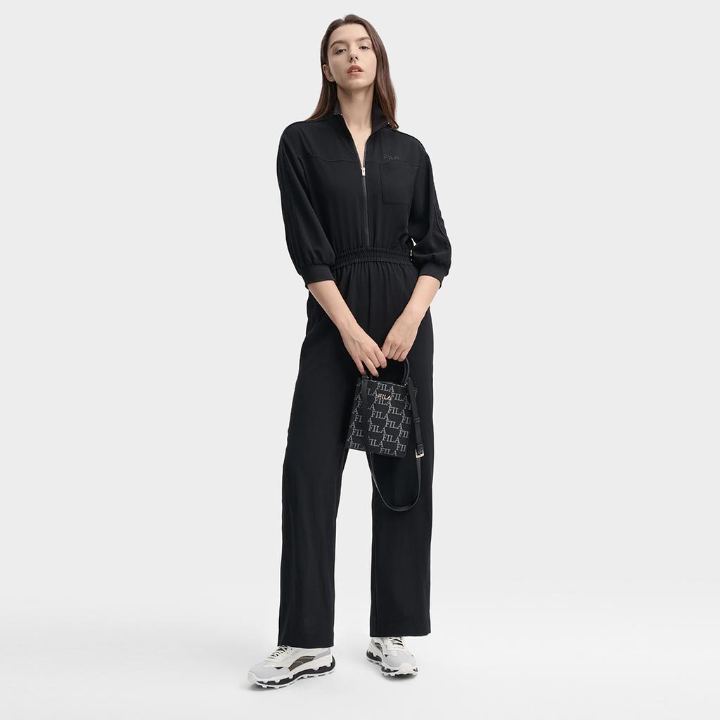 Fila Mysterious Journey Fashion Solid Color Simple Style Cool Jumpsuit Women Jumpsuit Black F11W438709FBK