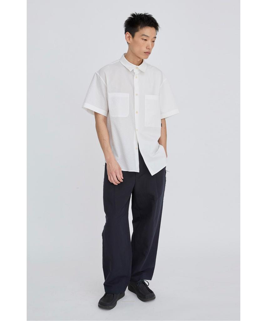 RECODE Split Short Sleeve Seersucker Shirt Rksam26614Whx
