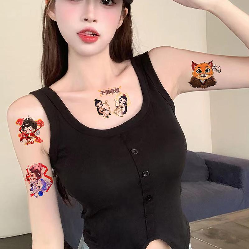 30 Piezas Nezha Ao Bing Impermeable y Duradero Tatuaje a Color Pegatina para el Brazo Personajes de Dibujos Animados Anime Tatuajes Temporales para Niños Calcomanía