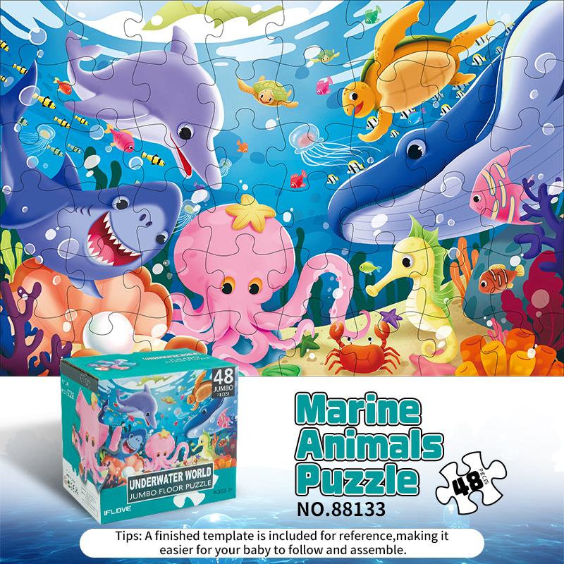 LEZA BABY 48-piece Ocean World Giant Floor Puzzle Animal-themed Children s and Educational Baby Ocean Puzzle Toy 50