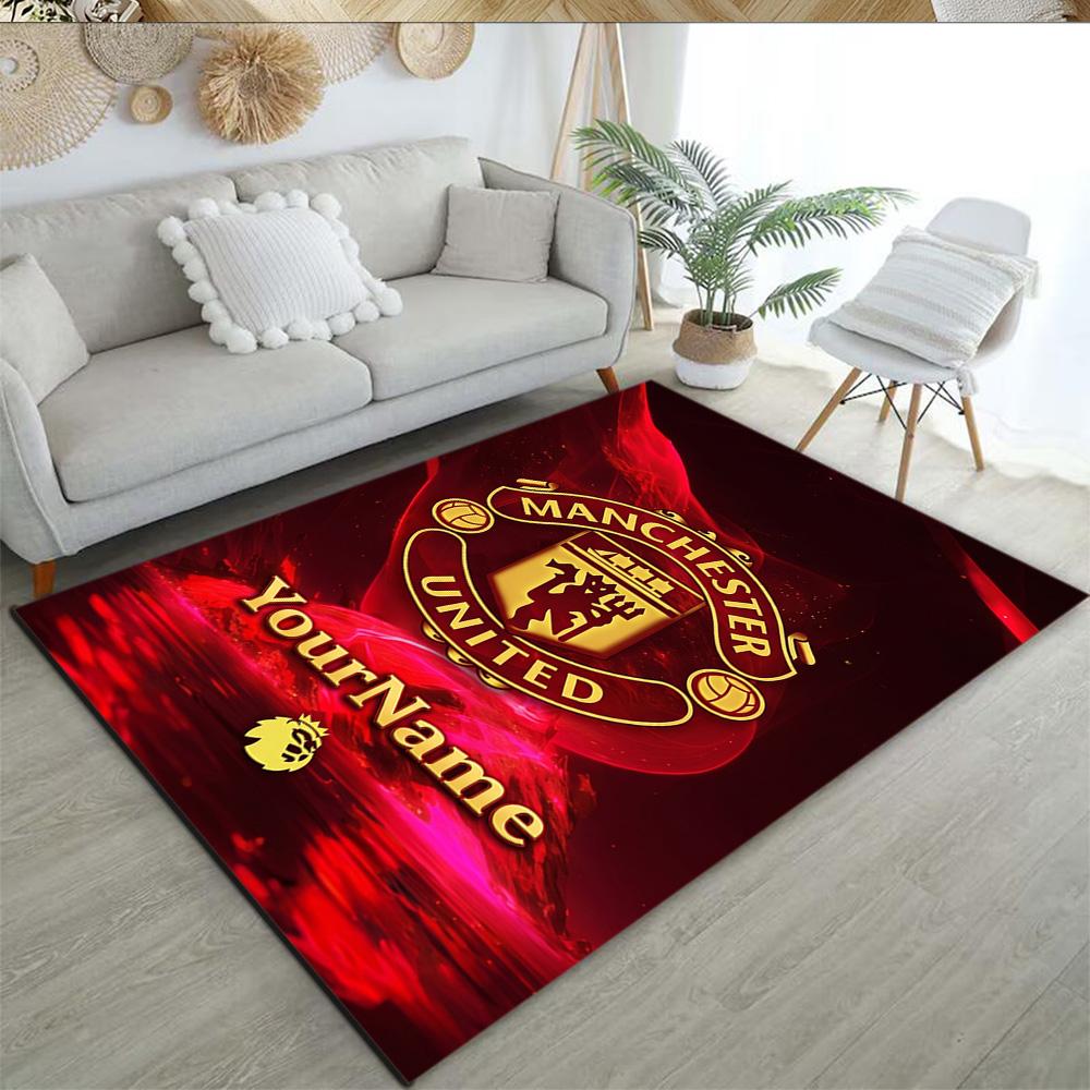 Manchester Personalized Name Floor Mat Design for Game Room Kitchen Outdoor Hallway Anti-slip Rug Office Home Decor Gift for Festivals