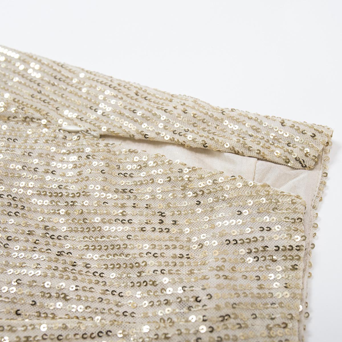 Женская осенне-зимняя сплошная цветная длинная сексуальная юбка с блестками и высокой — фото 16