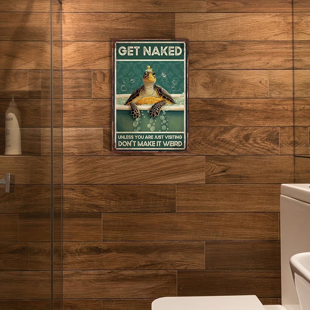 HomeSplashProDecor Sea Turtle Bathroom Sign - Vintage Tin Humor Art - Shower Room/Home - Eco-Friendly Design