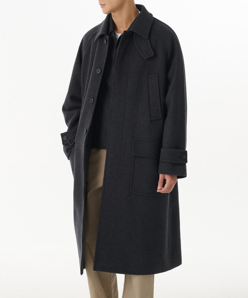 Musinsa Standard Wool Blend Oversized Muff Balmacaan Coat [Charcoal Grey]