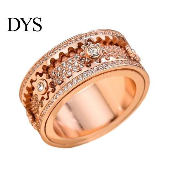 Portable Stress Relief Tool Finger Band Adjustable Anti-Anxiety Fidget Ring Stainless Steel Everyday Wear Reducer Cubic Zirconia Inlaid Rotating