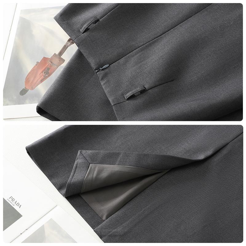 Jupe Midi A-line Taille Haute Gris Printemps 2026: Amincissant, Confortable, Magnifique, Long, et Moulant les hanches.