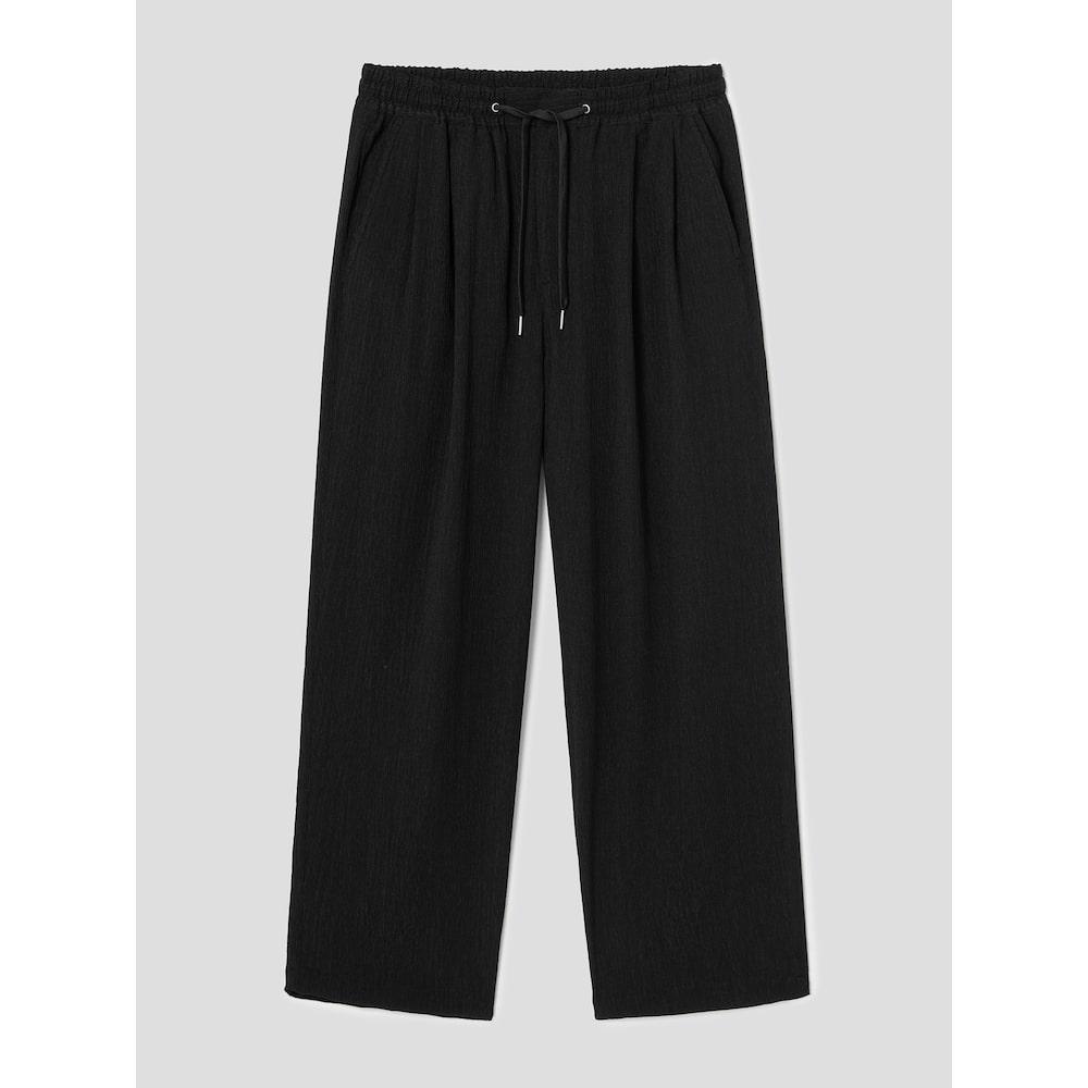 8SECONDS Crease Semi-Wide Elastic Waist Slacks Black (424721Dy15)