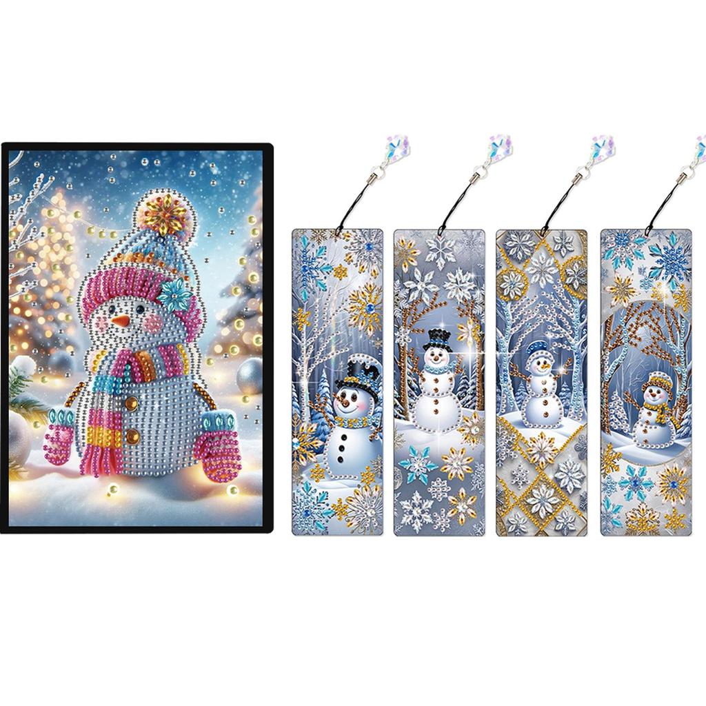 A5 Size Rhinestone Art Painting Notebook Kit with Crystal Pendant Bookmark Diamond Painting Notebook Set Holiday Birthday Gift