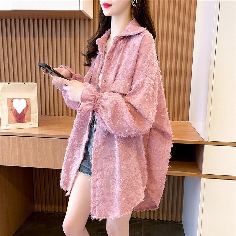 Original Quality Mid-length Thin Cardigan Sun Protection Shirt Tassel Jacquard Jacket for Women