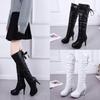 Autumn and Winter New Korean Version High Heels Women's Knee High Boots with Lace Up Casual Women's Martin Boots