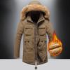 Winter Men's Velvet Thickened Medium and Long Loose Coat Padded Jacket Middle-aged and Elderly Padded Clothes Men's Dad Clothing