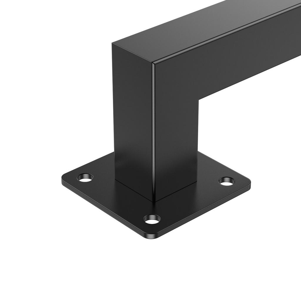 1215mm Wall Mounted Stair Handrail Black Iron 113kg Load Square Tube