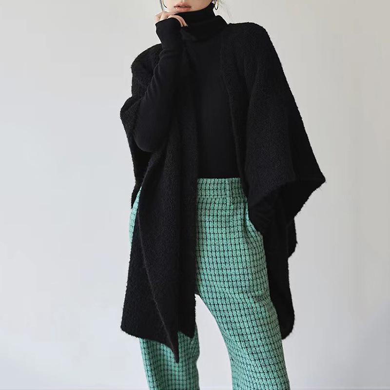 

Весна и осень универсальный модный свободный удобный теплый шарф шарф шерстяная петля пряжа накидка большая шаль женская толстая 100-135CM чёрный