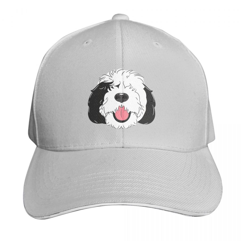 LOVE Black and White Sheepadoodle Baby Blue Baseball Cap Unisex Women Casual Summer Sport Sun Cap